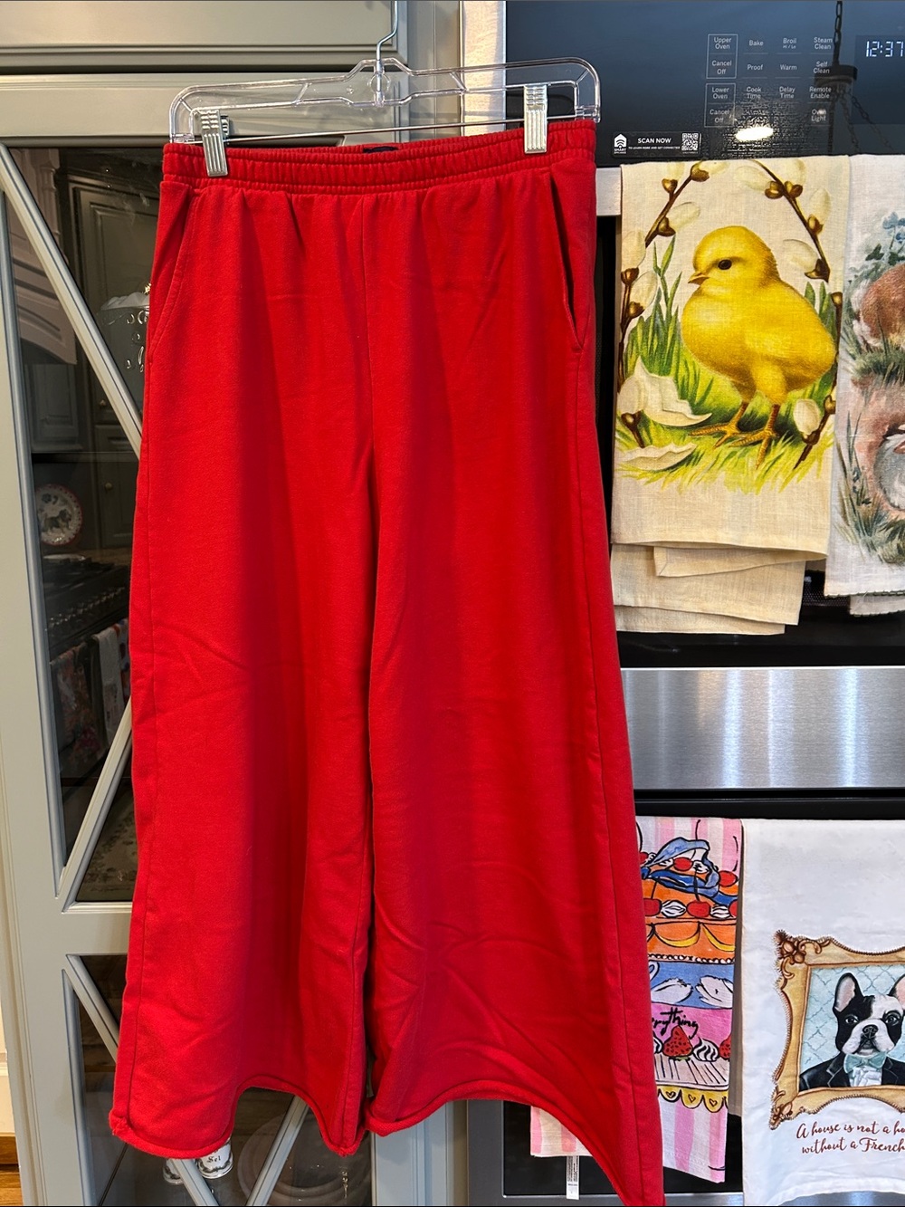 GAP Red Wide-Leg Pull-On Sweat Track Pants PS